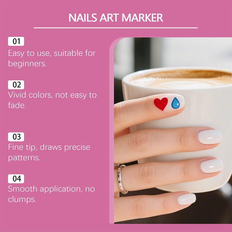 12 Colors Nail Art Pens Set,Professional Nail Art Markers for 3D Drawing Dotting Painting, DIY Quick Dry Graffiti Dotting Point Liner Pens, 3D Nails Polish Pen for Painting,Nails Design Tools Kit - Image 5